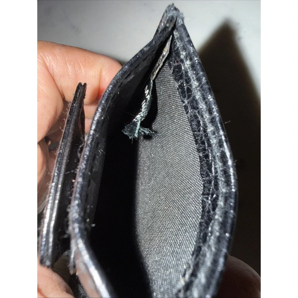 Leather Magnetic Money Clip Card Wallet  Top Grain Cowhide Black